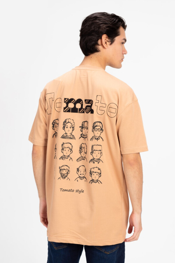 Men's Oversized Half Sleeve Tomato Style Print T-shirt 