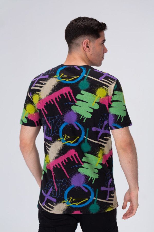تيشرت رجالي نص كم بطباعة ألوان تريندي وخامة مريحة