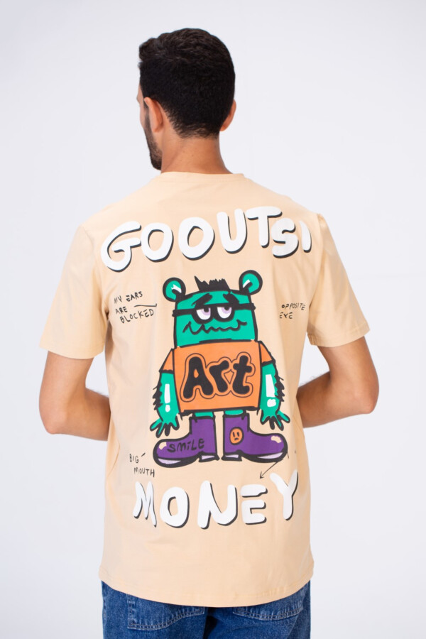 Men's Slim Fit Printed T-shirt With A Round Neck And Single Lycra Material