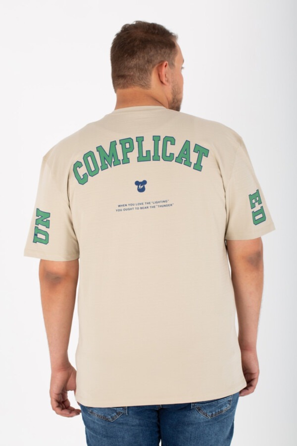 تيشرت رجالي بيج سايز ليكرا بياقة دائرية وطباعة أمامية وخلفية