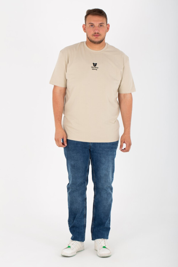 تيشرت رجالي بيج سايز ليكرا بياقة دائرية وطباعة أمامية وخلفية