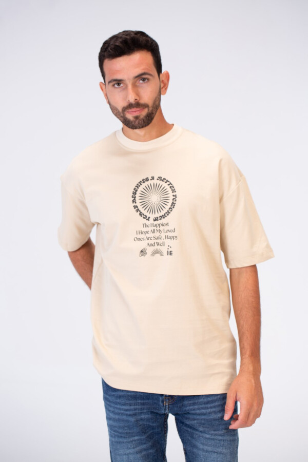 تيشرت رجالي اوفر سايز مطبوع نص كم بخامة قطنية مريحة