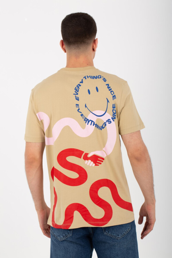 تيشرت رجالي نص كم ميلتون بطباعة سمايلي فيس من الأمام والخلف