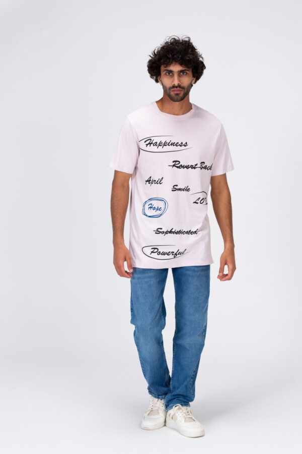 Mens Round Half Sleeves T-shirt With Front And Back Print With Comfortable Cotton Material