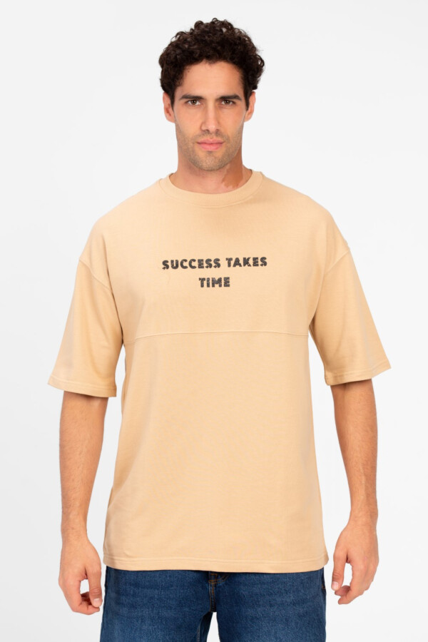 Men's Oversized Melton Text Print T-shirt