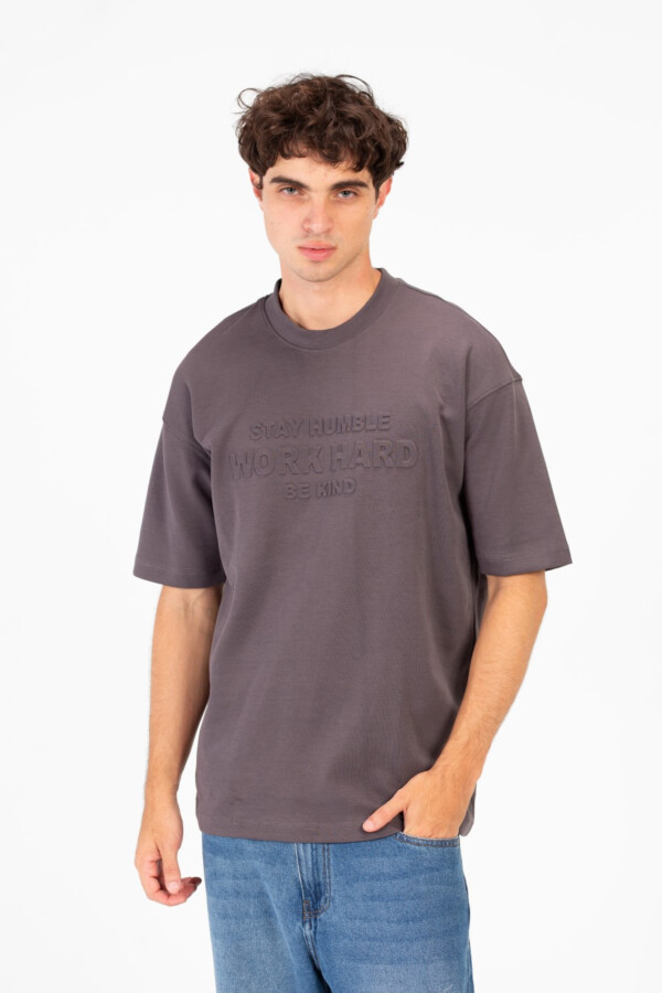 تيشرت رجالي تلبيس عادي بطباعة بارزة أكمام قصيرة ياقة دائرية