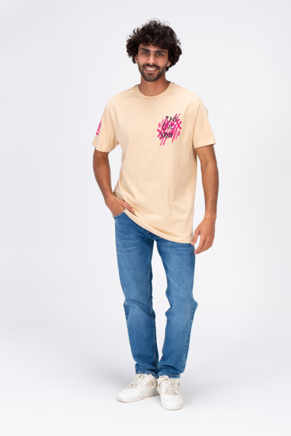 Mens Half Sleeves Round T-shirt With Front And Back Print