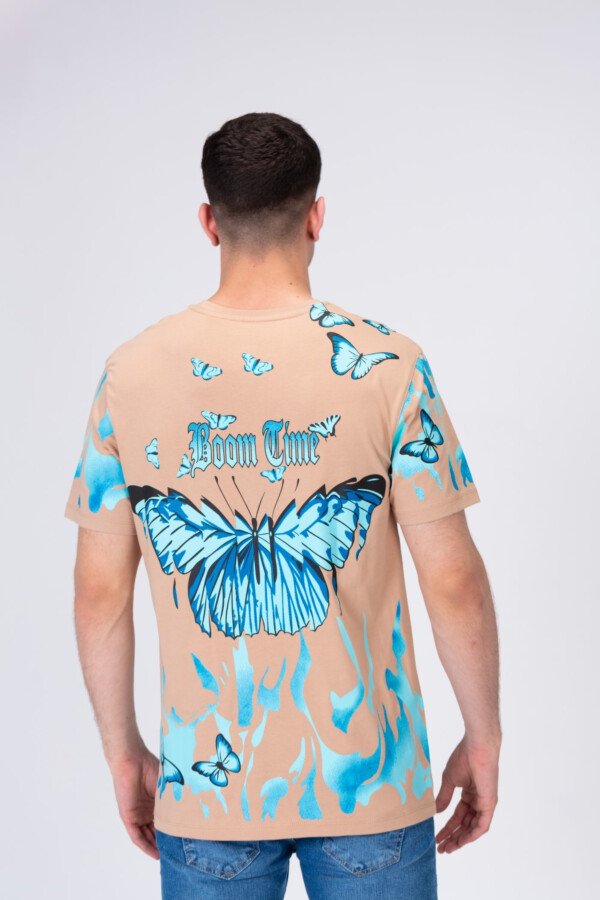 Mens Half Sleeves T-shirt With Butterfly Print