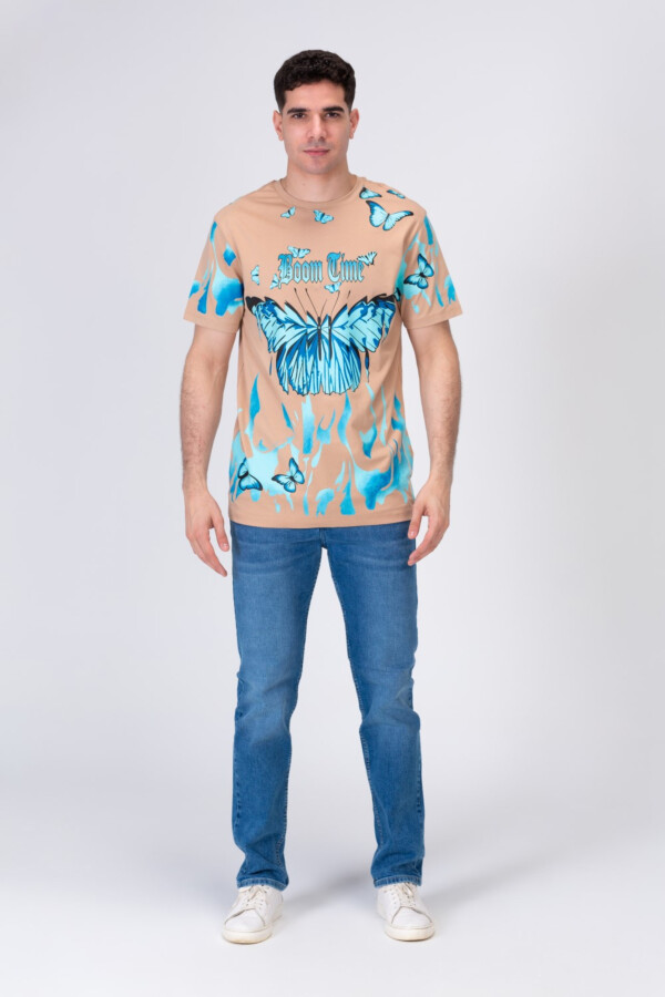 Mens Half Sleeves T-shirt With Butterfly Print