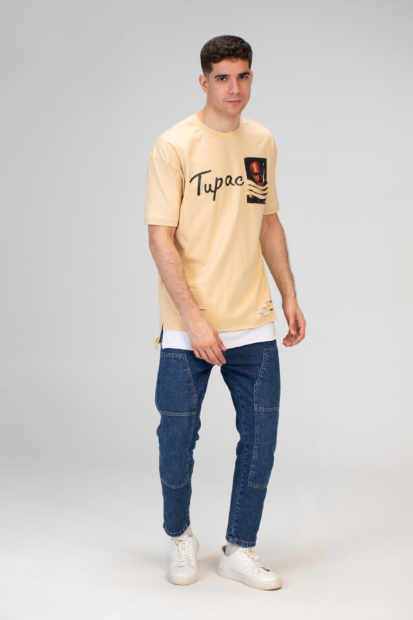 Mens Half Sleeved Over Sized Cutting T-shirt With A Round Collar And Front Print