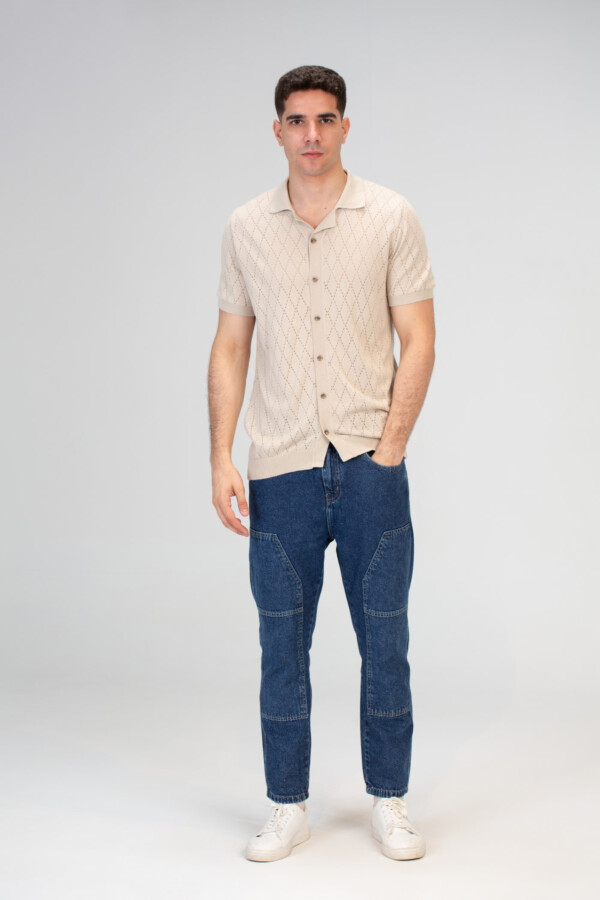 Mens Half Sleeve Trico Shirt With Comfortable Practical Material And A Unique Summer Cut