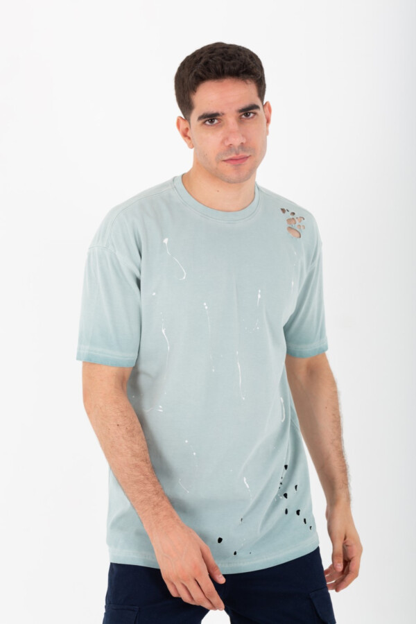 Mens Oversized Crew Neck Half Sleeves Cutting T-shirt