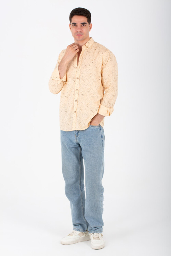 قميص رجالي سليم فيت مطبوع بخامة بوبلين وألوان صيفية