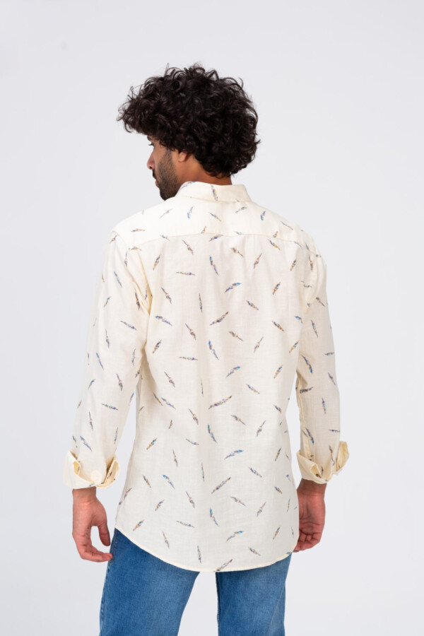 Mens Long Sleeved All Over Print Shirt With A Unique Cut