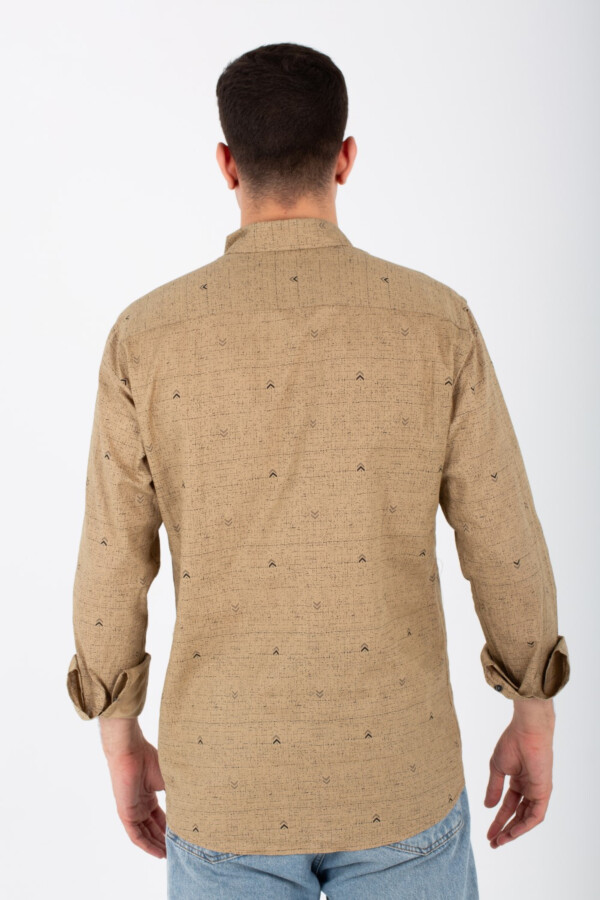 قميص رجالي سليم فيت مطبوع بخامة بوبلين وأكمام طويلة