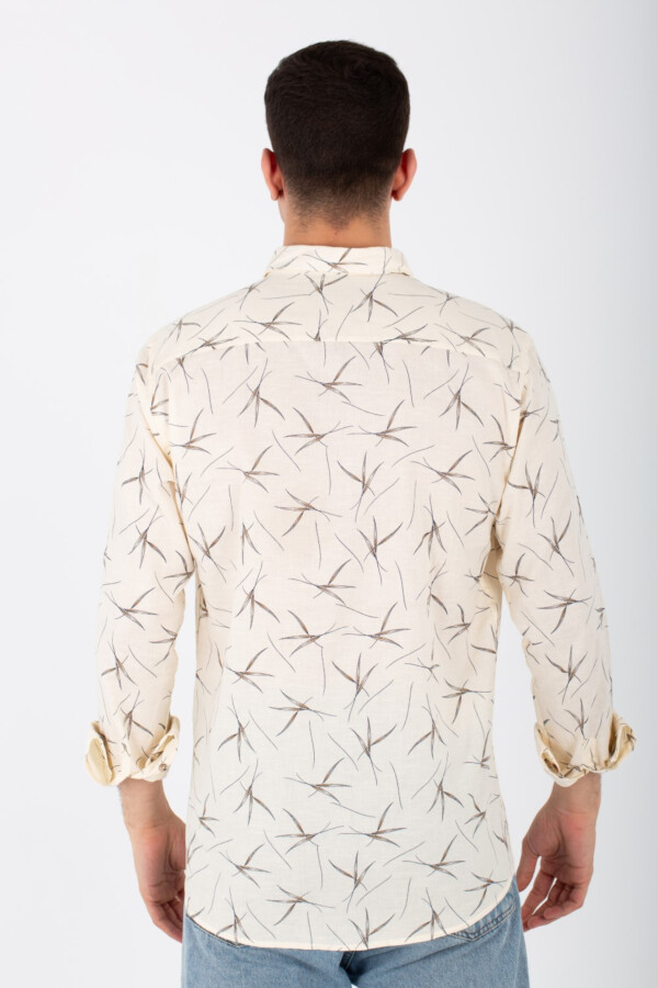 Mens Slim Fit Shirt With Collar And Long Sleeves Printed In Poplin Material