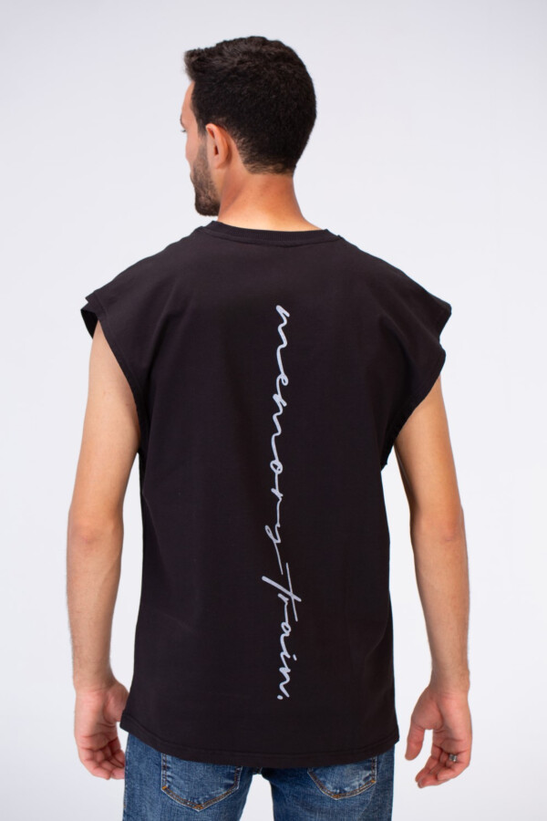 تيشرت رجالي كات مطبوع ياقة دائرية ستايل صيفي مميز أسود