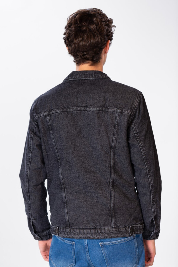 Men's Fur Padded Denim Jacket With Pockets And Buttons On The Front