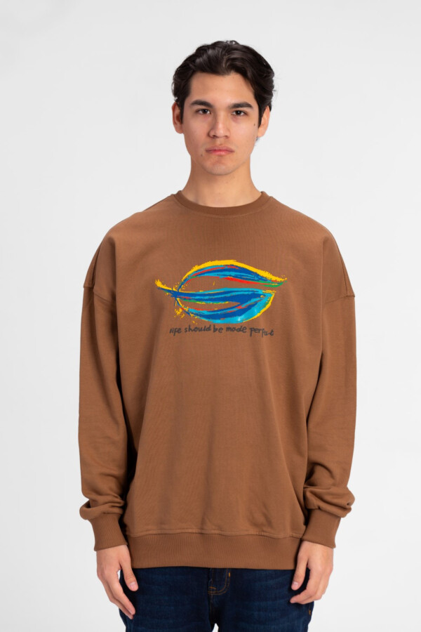Men's Oversized Crew Neck Printed Sweatshirt