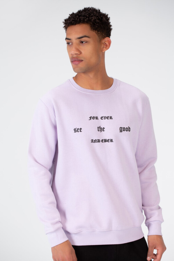 Men's Round Neck Sweatshirt With Text Print On The Front