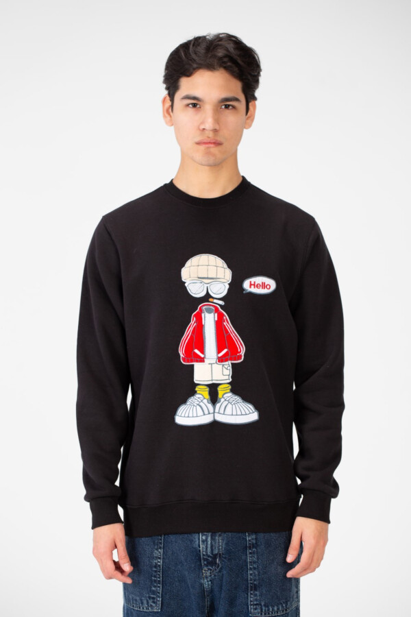 سويت شيرت رجالي بياقة مستديرة وطبعة أمامية