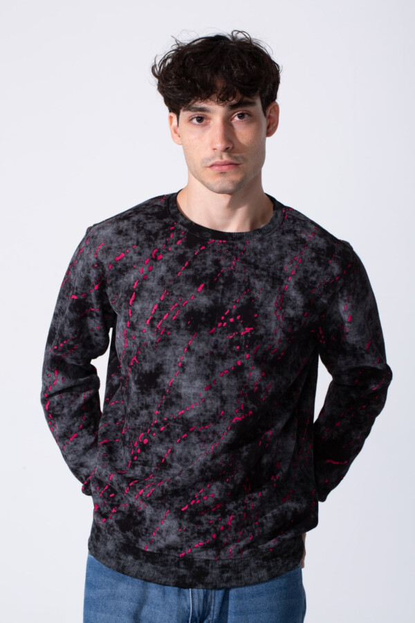 Men's Milton Regular Fit Long Sleeves All Over Print Washed Sweatshirt
