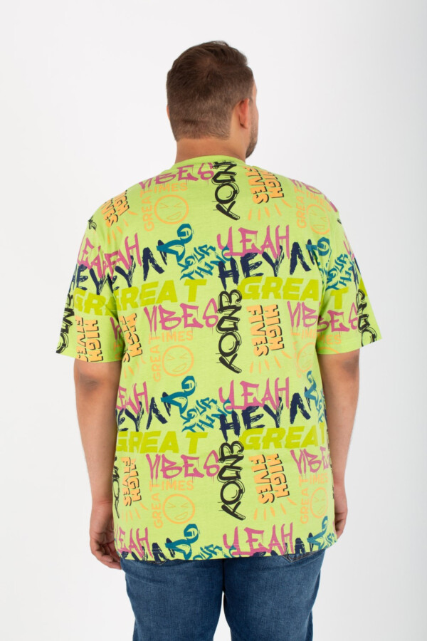 تيشرت رجالي بيج سايز راوند جاكار بطباعة كاملة وجيب من الامام