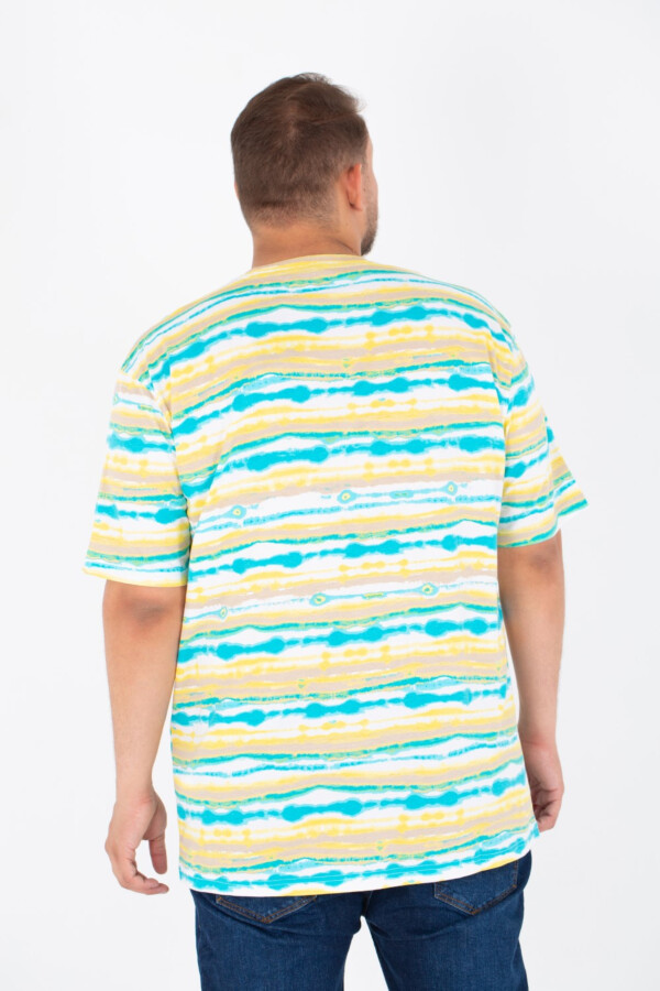 تيشرت رجالي بيج سايز راوند جاكار بطباعة كاملة بأكمام قصيرة