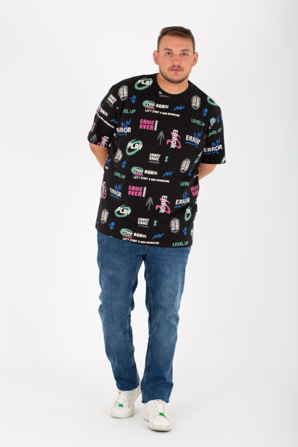 Mens Big size T-shirt With Round Neck And Full Print
