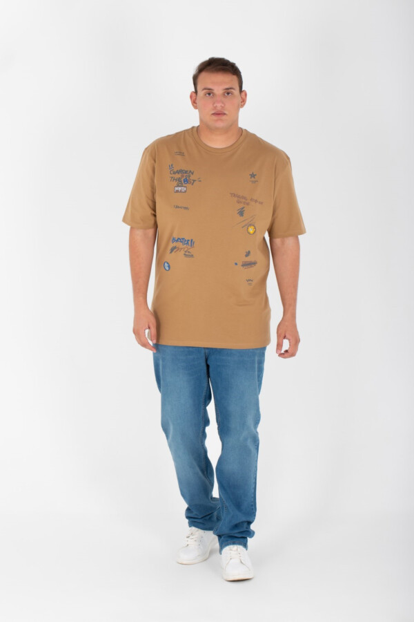 Mens Printed Round Neck T-shirt With Short Sleeves In Cotton Material