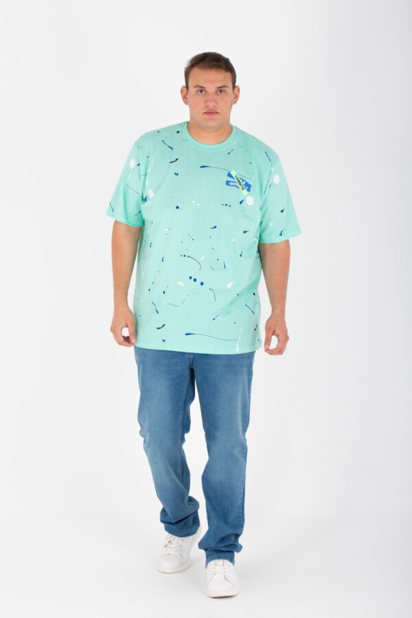 Men's Big Size Jakar T-shirt With Round Neck And Full Print