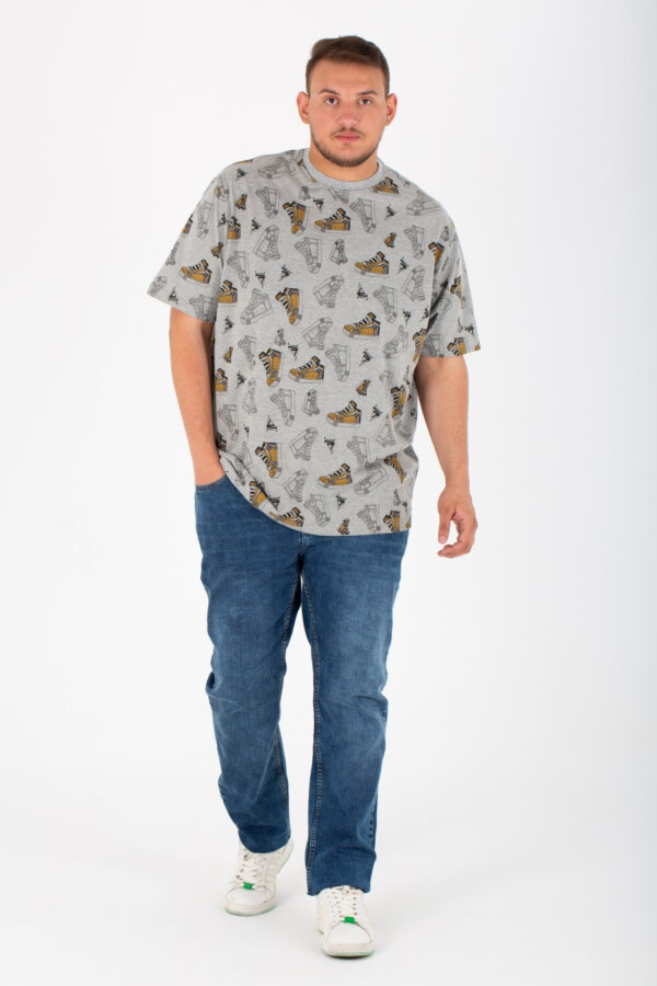 Mens Big Size Round T-Shirt With Short Sleeves And All Over Print