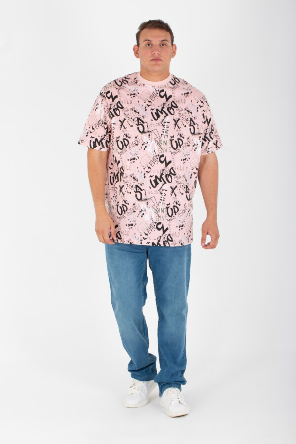 Men's Big Size Full Print T-shirt With Round Neck And Short Sleeves
