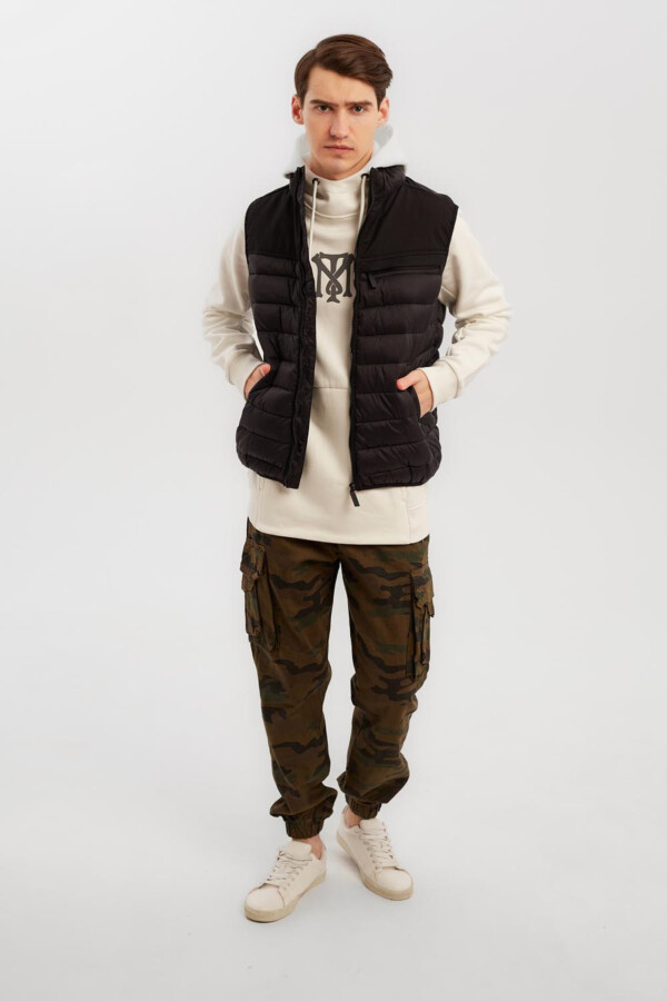 Men's Casual Puffer Full Zipper Hooded Waterproof Vest