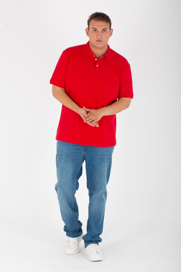 Men's Big Size Plain Basic Short Sleeve Polo T-Shirt In Red