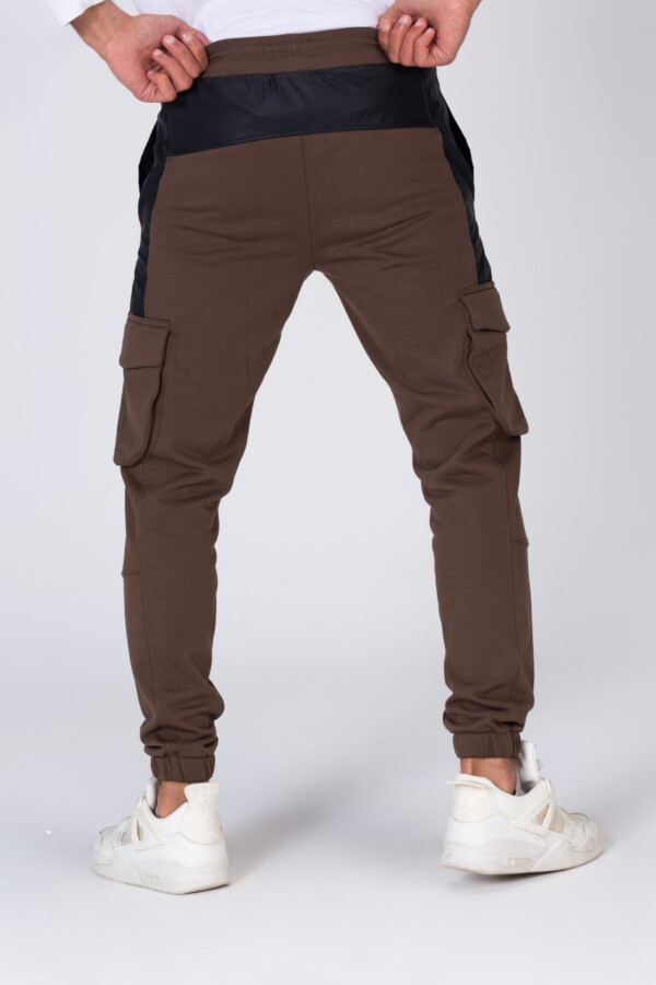 Mens Sweatpants With Leather Front And Side Pockets