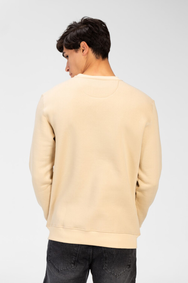 سويت شيرت رجالي بياقة مدورة وطبعة تاج من الأمام