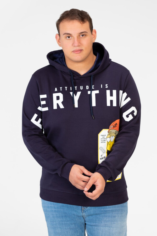 Men's Big Size Hood Sweatshirt With Front Print