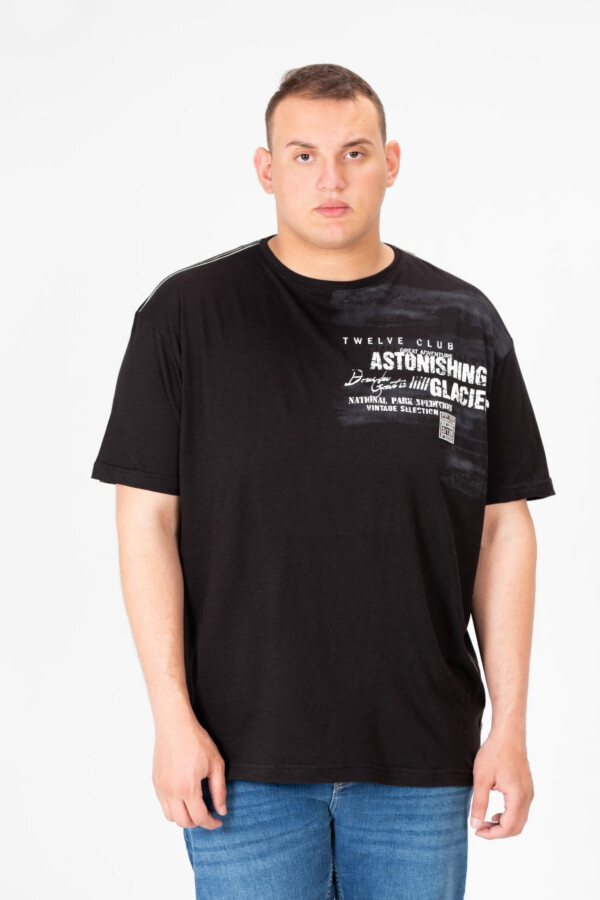 تيشرت بيج سايز رجالي ياقة دائرية نص كم مطبوع