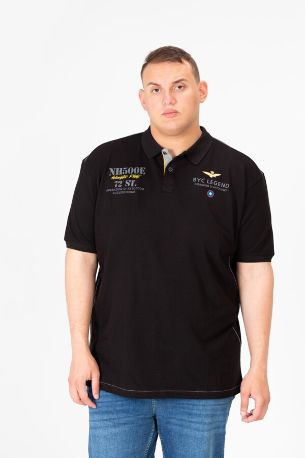 تيشرت بولو بيج سايز رجالي مطبوع بنصف أزرار