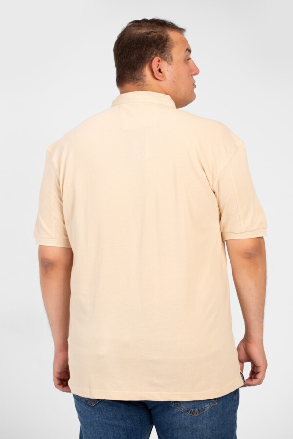 تيشرت بولو بيزك رجالي بيج سايز بطبعة نص أمامية أكمام قصيرة