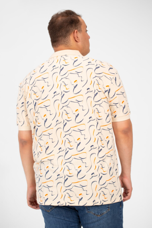 تيشرت بولو رجالي بيج سايز بطبعة كاملة أكمام قصيرة جاكار