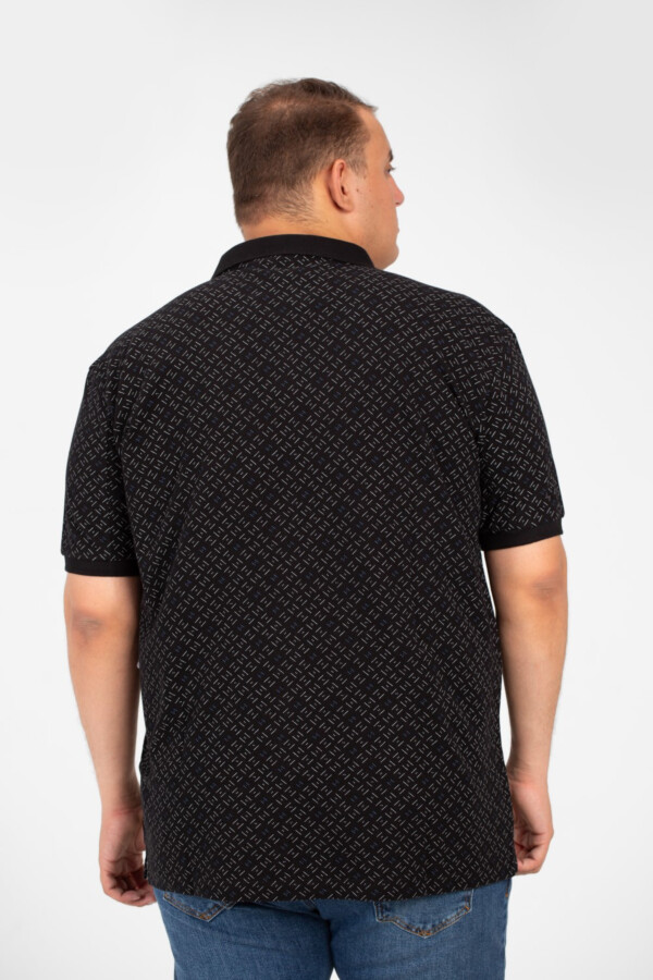 تيشرت بيج سايز رجالي جاكار بقصة بولو مطبوع بأكمام قصيرة