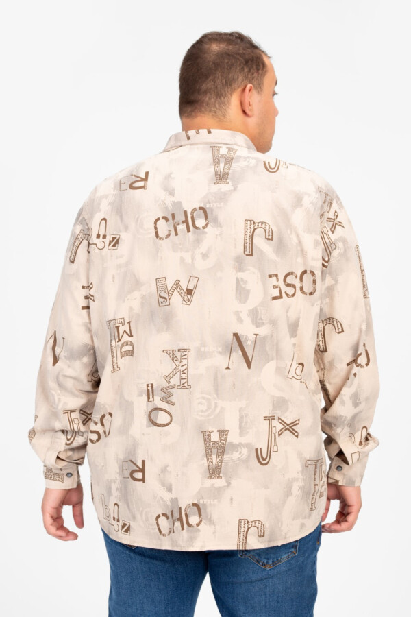 Men's Big Size Printed Long Sleeved Shirt