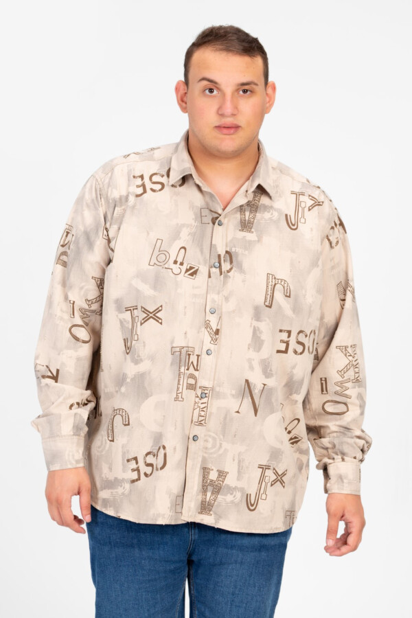 Men's Big Size Printed Long Sleeved Shirt