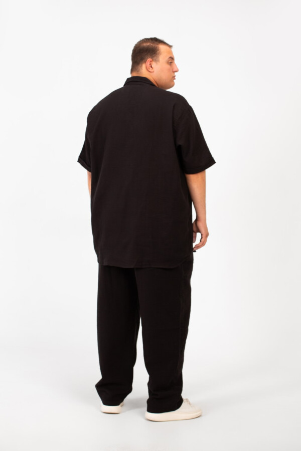 Men's Big Size Summer Outfit Half Sleeved Shirt And Pants Made Of Practical Fabric Suitable For Every Day