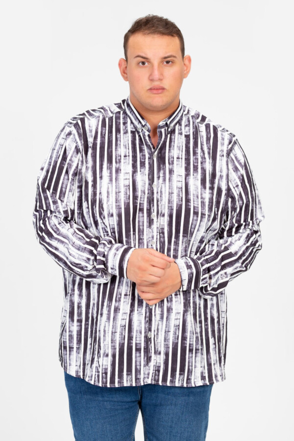Men's Big Size Striped Shirt In Modern Design