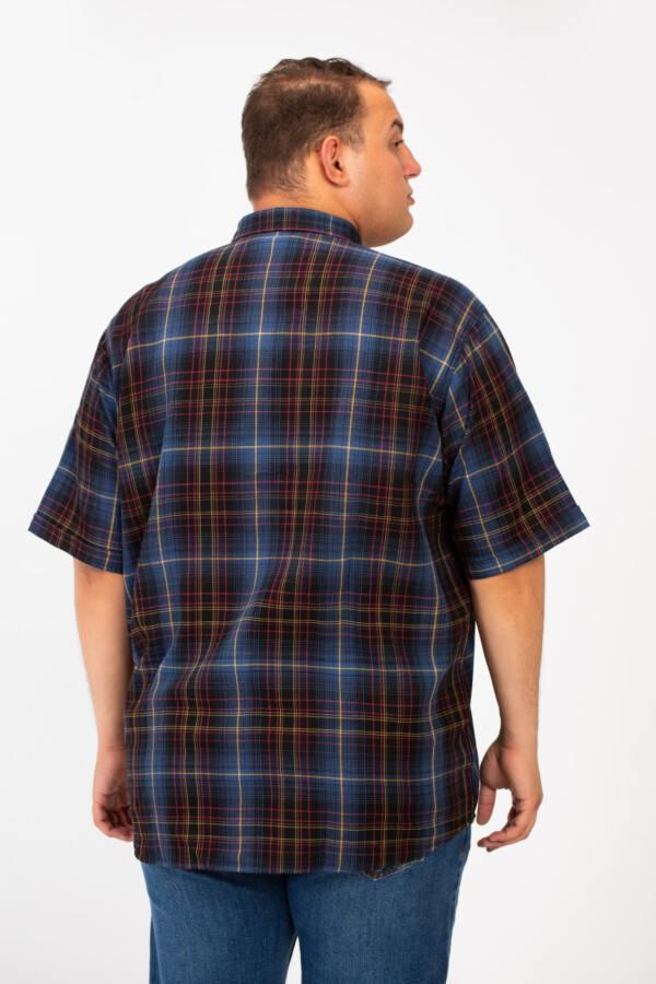 Men's Big Size Checked Full Front Buttons Shirt With Short Sleeves