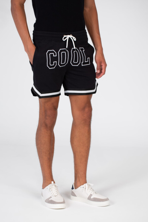 Men's Melton Short With A Print On The Front And Elastic In The Middle