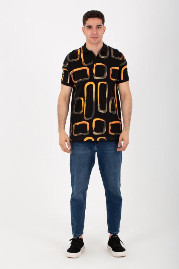 Mens Half Sleeve Polo T-shirt With Collar Printed On The Front And Back